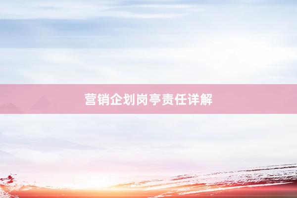 营销企划岗亭责任详解